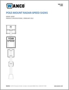 Wanco Pole Mount Radar-Speed Sign Specs
