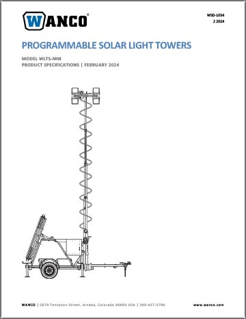 Wanco Programmable Solar Light Tower Specifications